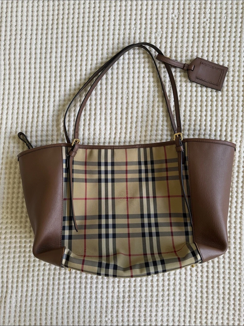 Burberry Authentic Classic Brown Plaid Tote Bag